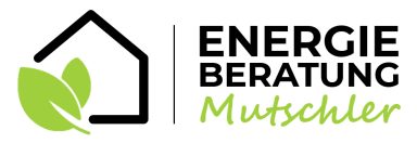 Logo aus Haus mit Blättern und Text Energieberatung Mutschler